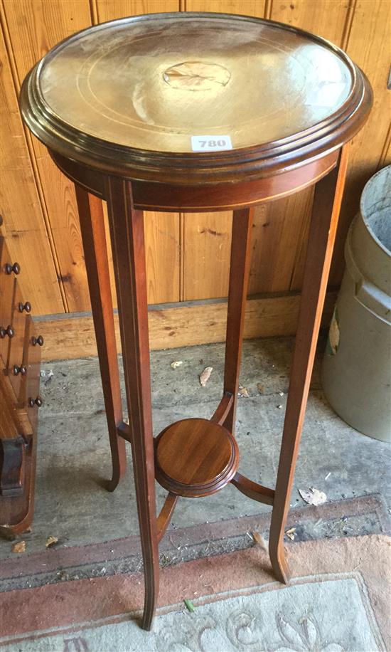 Edwardian inlaid mahogany plant stand (top water damaged)